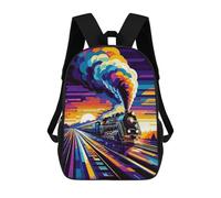 sinyumoney Steam Train Sunset Wpap Sac À Dos Scolaire Enfant Tendance Et Décontracté, Sac À Dos Imprimé En 3D Pour Garçon, Grand Sac À Dos 17inch
