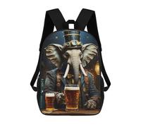 sinyumoney Steampunk Beer Elephant 2 Sacs À Dos Imprimés En 3D Pour Enfants, Sacs D'école Tendance Pour Garçons, Sacs De Voyage, Sacs Scolaires Pour Élèves Du Primaire 17inch