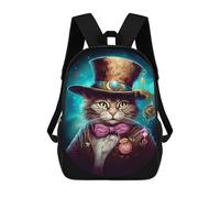 sinyumoney Steampunk Cat Adventure Sacs À Dos Tendance Imprimés En 3D 17inch Sac D'école Décontracté Pour Enfants, Garçons, Élèves Du Primaire Et Du Collège