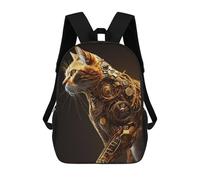 sinyumoney Steampunk Cat Artwork Sac À Dos Enfant, Sac D'école, Sac À Dos Imprimé 3D Avec Motif De Dessin Animé, Grande Capacité, Pour Garçons Et Filles 17inch