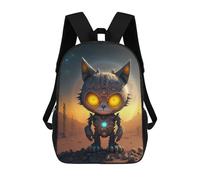 sinyumoney Steampunk Cat in Desert Sac À Dos Scolaire Imprimé En 3D, Sac À Dos Décontracté Pour Enfants, Sac D'école Imprimé En 3D Pour Garçons, Primaire Et Collège 17inch