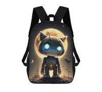 sinyumoney Steampunk Cat Moon-2 Sac À Dos Scolaire Imprimé En 3D, Sac À Dos Décontracté Pour Enfants, Sac D'école Imprimé En 3D Pour Garçons, Primaire Et Collège 17inch
