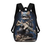 sinyumoney Steampunk Cat Soldier Statue Sac À Dos Scolaire Pour Enfants, Grand Sac À Dos 3D, Cadeau Pour Enfants 17inch