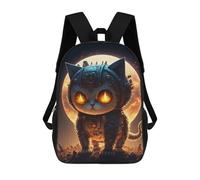 sinyumoney Steampunk Cat with Glowing Eyes Sac À Dos, Cartable Imprimé En 3D, Sac À Goûter, Sac À Dos De Voyage, Sac À Dos Entre Amis, Sac À Dos Scolaire Pour Filles Et Garçons 17inch