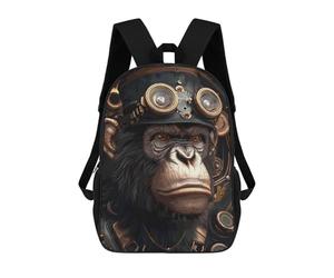 sinyumoney Steampunk Chimp Ape Animal Sacs À Dos Pour Enfants, Cartables Imprimés En 3D, Sacs À Dos Pour Élèves Du Primaire Et Du Collège (garçons Et Filles) 17inch