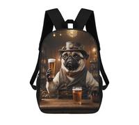 sinyumoney Steampunk Craft Beer Pug Sac À Dos Scolaire Imprimé En 3D Pour Garçons Et Filles, Sac À Dos Pour Ordinateur Portable Pour Enfants/étudiants/adultes 17inch