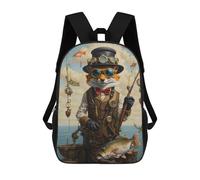 sinyumoney Steampunk Fox Bass Fishing Sac À Dos Scolaire Pour Adolescents, Imprimé En 3D, Ajustable, À Poches Tendance, Pour Enfants, Garçons, Filles, Étudiants Et Adolescents 17inch