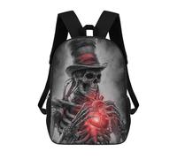 sinyumoney Steampunk Skeleton with Heart Sac À Dos Scolaire Imprimé En 3D Pour Enfants, Sac À Dos De Voyage Tendance Et Décontracté Pour Écoliers 17inch