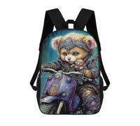 sinyumoney Steampunk Teddy Bear Motorcycle Art Print Sac À Dos Scolaire Imprimé En 3D Pour Enfants, Sac À Dos De Voyage Tendance Et Décontracté Pour Écoliers 17inch