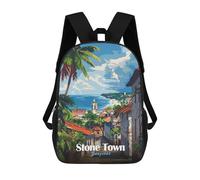 sinyumoney Stone Town Zanzibar Sac À Dos Scolaire Pour Enfants Imprimé En 3D, Idéal Pour Les Voyages Et Les Lectures, Pour Les Garçons Et Les Élèves Du Primaire 17inch