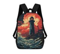 sinyumoney Stormy Lighthouse 17inch Sac À Dos Scolaire Imprimé En 3D Pour Enfants, Style Décontracté Et Tendance, Idéal Pour Les Voyages Et Les Études.