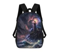 sinyumoney Stormy Lighthouse Sacs À Dos Pour Enfants, Sac À Dos Scolaire, Sac À Dos Imprimé En 3D Pour Enfants, Sac À Dos De Voyage, Sac À Livres, Sac D'école Pour Enfants 17inch