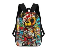 sinyumoney Street Art Teddy Bear Graffiti Sac À Dos Scolaire Pour Enfants, Imprimé En 3D, Sac À Dos Tendance Pour Garçons, Élèves Du Primaire Et Du Collège 17inch