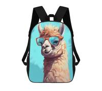 sinyumoney Stylish Alpaca with Sunglasses Sac À Dos Scolaire Pour Adolescents, Imprimé En 3D, Ajustable, À Poches Tendance, Pour Enfants, Garçons, Filles, Étudiants Et Adolescents 17inch