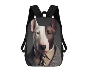 sinyumoney Stylish Bull Terrier in Suit Sacs À Dos Pour Enfants, Cartables 3D Personnalisés Pour Garçons Et Filles, Grands Sacs À Dos Scolaires Décontractés 17inch