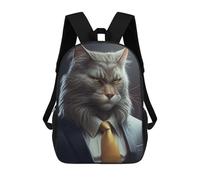 sinyumoney Stylish Cat in Suit Artwork Sac À Dos Scolaire Enfant Tendance Et Décontracté, Sac À Dos Imprimé En 3D Pour Garçon, Grand Sac À Dos 17inch