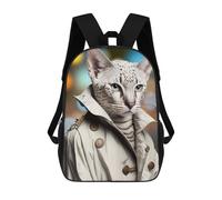 sinyumoney Stylish Cat in Trench Coat Sacs À Dos Pour Enfants, Sac À Dos Scolaire, Sac À Dos Imprimé En 3D Pour Enfants, Sac À Dos De Voyage, Sac À Livres, Sac D'école Pour Enfants 17inch