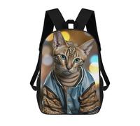 sinyumoney Stylish Cat in Trendy Jacket Sac À Dos Scolaire Imprimé En 3D, Sac À Dos Tendance Pour Enfants, Sac À Dos Pour Garçons, Élèves Du Collège 17inch