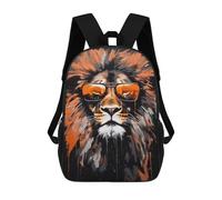 sinyumoney Stylish Lion Sunglasses Art Print -1 Sacs À Dos Tendance Imprimés En 3D 17inch Sac D'école Décontracté Pour Enfants, Garçons, Élèves Du Primaire Et Du Collège