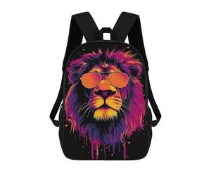 sinyumoney Stylish Lion Sunglasses Art Print Sac À Dos Enfant, Cartable, Sac D'école, Motif Dessin Animé 3D, Sac Pour Ordinateur Portable, Pour Garçons Et Filles 17inch