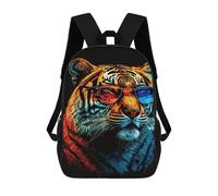 sinyumoney Stylish Tiger Sunglasses Art Print Sac À Dos Scolaire Pour Enfants, 43 Cm (17 Pouces), Imprimé En 3D, Pour Garçons, Élèves Du Primaire Et Du Collège