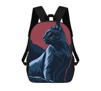 sinyumoney Stylized Black Cat Illustration Sac À Dos Scolaire Pour Enfants, Imprimé En 3D, Pour Garçons, Élèves Du Primaire Et Du Collège 17inch