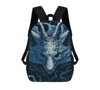 sinyumoney Stylized Blue Wolf Head Illustration Sacs À Dos Scolaires Pour Enfants, Sac D'école Imprimé En 3D Pour Garçons, Élèves Du Primaire Et Du Collège 17inch
