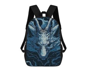 sinyumoney Stylized Blue Wolf Head Illustration Sacs À Dos Scolaires Pour Enfants, Sac D'école Imprimé En 3D Pour Garçons, Élèves Du Primaire Et Du Collège 17inch