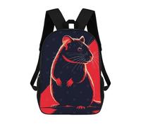 sinyumoney Stylized Rat Illustration in Red And Black Sac À Dos Scolaire Imprimé En 3D, Sac À Dos Décontracté Pour Enfants, Sac D'école Imprimé En 3D Pour Garçons, Primaire Et Collège 17inch