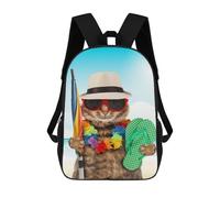 sinyumoney Summer Vacation Cats Beach Sacs À Dos Pour Enfants 17inch Sac À Dos Scolaire, Sac Imprimé En 3D, Cartable Pour Enfants, Sac De Voyage, Sac À Dos Garçon Fille, Sac D'école Pour Enfants
