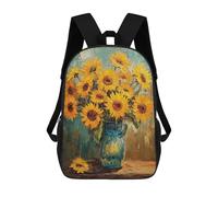 sinyumoney Sunflower Bouquet in Blue Vase-4 Sac À Dos Imprimé 3D Pour Enfants, Sac À Dos Léger Pour Écoliers Et Écoliers, Sac À Goûter Pour La Crèche 17inch