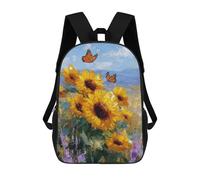 sinyumoney Sunflower Field with Butterflies-5 Sac À Dos Scolaire Pour Enfants, Sac À Dos De Voyage Décontracté, Grand Sac À Dos Pour Garçons Et Filles 17inch