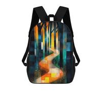 sinyumoney Sunny Path Inspired by August Macke - Geometric Abstract Landscape Art Sac À Dos Scolaire Imprimé En 3D Pour Enfants, Sac À Dos Garçon/fille, Sac De Voyage Pour Enfants 17inch