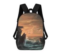 sinyumoney Sunset at Sea Sacs À Dos Scolaires Pour Enfants, Sac D'école Imprimé En 3D Pour Garçons, Élèves Du Primaire Et Du Collège 17inch