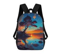 sinyumoney Sunset Island with Tree Sacs À Dos Tendance Imprimés En 3D 17inch Sac D'école Décontracté Pour Enfants, Garçons, Élèves Du Primaire Et Du Collège