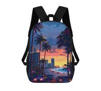 sinyumoney Sunset Miami Pixel Art Sacs À Dos Pour Enfants, Sac À Dos Scolaire, Sac À Dos Imprimé En 3D Pour Enfants, Sac À Dos De Voyage, Sac À Livres, Sac D'école Pour Enfants 17inch