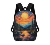 sinyumoney Sunset Mountain River Sacs À Dos Pour Garçons, Cartables Imprimés En 3D, Sacs À Dos De Voyage Tendance Pour Garçons (primaire, Collège) 17inch