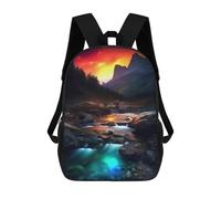 sinyumoney Sunset Mountain Stream Sac À Dos Scolaire Pour Adolescents, Imprimé En 3D, Ajustable, À Poches Tendance, Pour Enfants, Garçons, Filles, Étudiants Et Adolescents 17inch