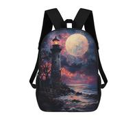 sinyumoney Sunset Ocean Lighthouse Sac À Dos Scolaire Imprimé En 3D Pour Enfants, Sac À Dos De Voyage Tendance Et Décontracté Pour Écoliers 17inch