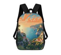 sinyumoney Sunset Over Coastal Village Sacs À Dos Pour Enfants, Cartables 3D Personnalisés Pour Garçons Et Filles, Grands Sacs À Dos Scolaires Décontractés 17inch