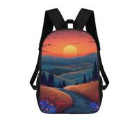 sinyumoney Sunset Over Rolling Hills Sac À Dos Scolaire Pour Enfants, 43 Cm (17 Pouces), Imprimé En 3D, Pour Garçons, Élèves Du Primaire Et Du Collège