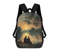 sinyumoney Sunset Romance by The River Sac À Dos Scolaire Imprimé En 3D, Sac À Dos Décontracté Pour Enfants, Sac D'école Imprimé En 3D Pour Garçons, Primaire Et Collège 17inch
