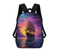 sinyumoney Sunset Sea Ship Pixel Art Sacs À Dos Scolaires Pour Enfants, Sac D'école Imprimé En 3D Pour Garçons, Élèves Du Primaire Et Du Collège 17inch