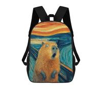sinyumoney Surprised Capybara Painting Sac À Dos Scolaire Pour Enfants, Sac À Dos De Voyage Décontracté, Grand Sac À Dos Pour Garçons Et Filles 17inch