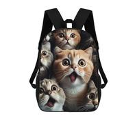 sinyumoney Surprised Cats Compilation-1 Sac À Dos Enfant, Cartable, Sac D'école, Motif Dessin Animé 3D, Sac Pour Ordinateur Portable, Pour Garçons Et Filles 17inch
