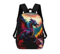 sinyumoney Surprised Cats Compilation-3 Sac à dos d'écolier, impression 3D, pour garçons et filles, sac à dos pour enfants, sac à dos de voyage, Fiery Dragon Majesty, 17"
