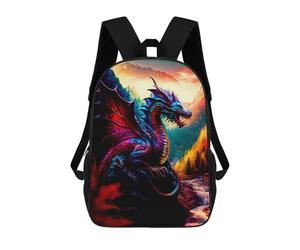sinyumoney Surprised Cats Compilation-3 Sac à dos d'écolier, impression 3D, pour garçons et filles, sac à dos pour enfants, sac à dos de voyage, Fiery Dragon Majesty, 17"