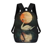 sinyumoney Swan And Moon Sac À Dos Scolaire Imprimé En 3D, Sac À Dos Décontracté Pour Enfants, Sac D'école Imprimé En 3D Pour Garçons, Primaire Et Collège 17inch