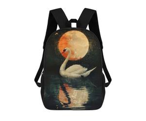 sinyumoney Swan And Moon Sac À Dos Scolaire Imprimé En 3D, Sac À Dos Décontracté Pour Enfants, Sac D'école Imprimé En 3D Pour Garçons, Primaire Et Collège 17inch