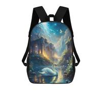 sinyumoney Swan in Fantasy Landscape with Ruins Sac À Dos Scolaire Imprimé En 3D, Sac À Dos Décontracté Pour Enfants, Sac D'école Imprimé En 3D Pour Garçons, Primaire Et Collège 17inch